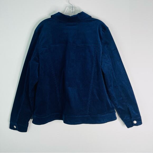 D & Co blue corduroy ribbed button stretch preppy coastal jacket large - Picture 6 of 6